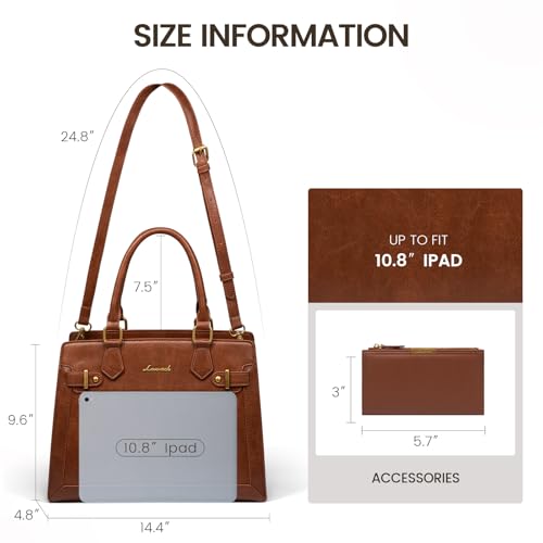 LOVEVOOK Women's Brown PU Leather Tote Bag