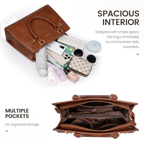 LOVEVOOK Women's Brown PU Leather Tote Bag