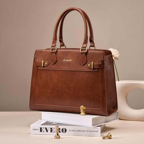 LOVEVOOK Women's Brown PU Leather Tote Bag