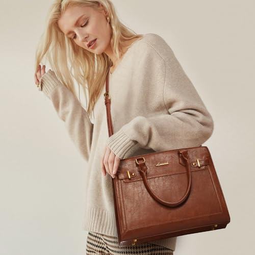 LOVEVOOK Women's Brown PU Leather Tote Bag