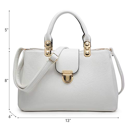 Dasein Vegan Leather White Satchel Tote Bag