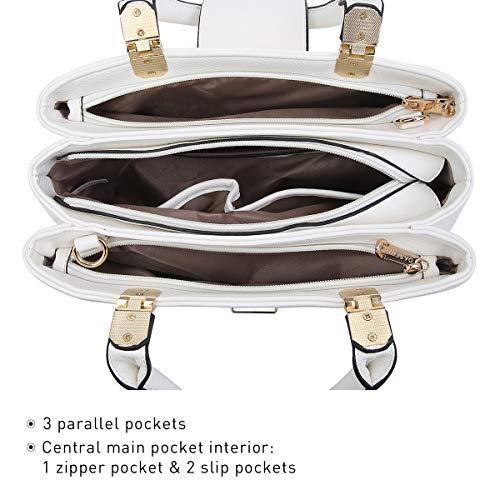Dasein Vegan Leather White Satchel Tote Bag