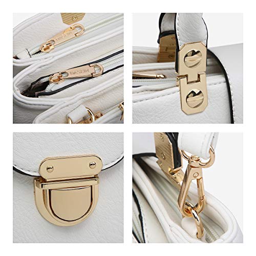 Dasein Vegan Leather White Satchel Tote Bag