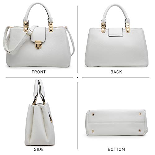 Dasein Vegan Leather White Satchel Tote Bag