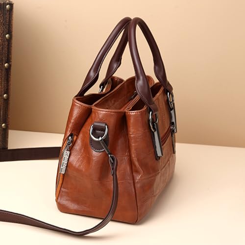 Vegan Leather Tote Bag Satchel Shoulder Bags Brown