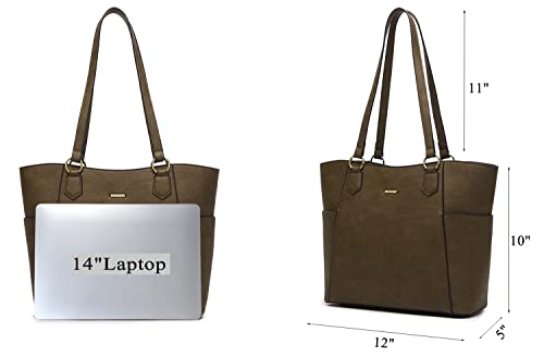 Dark Khaki Tote Handbag and Wallet Set