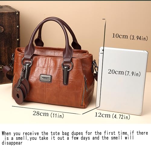 Vegan Leather Tote Bag Satchel Shoulder Bags Brown