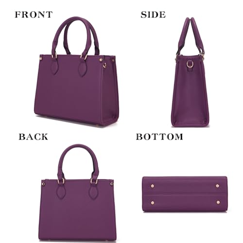 Qiyuer Purple Vegan Leather Handbag Set for Women