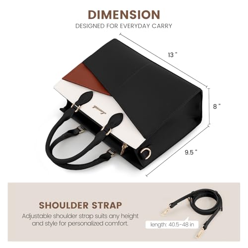 LOVEVOOK Black PU Leather Satchel Tote Handbag