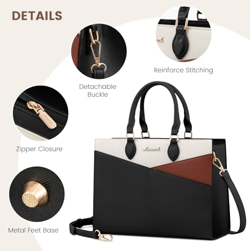 LOVEVOOK Black PU Leather Satchel Tote Handbag