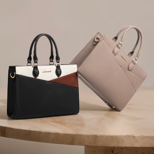 LOVEVOOK Black PU Leather Satchel Tote Handbag