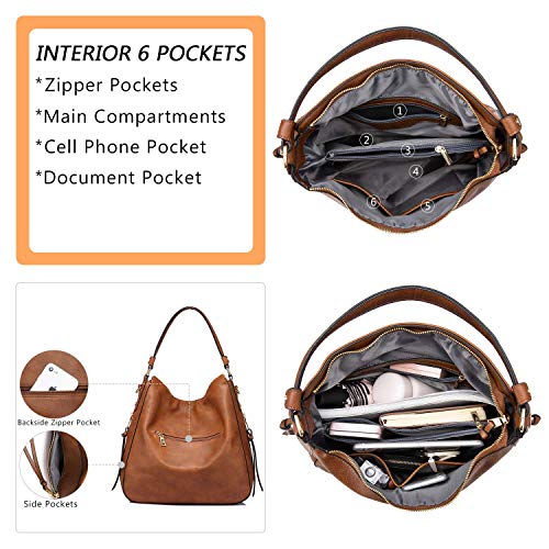 Large Faux Leather Designer Hobo Bucket Bag