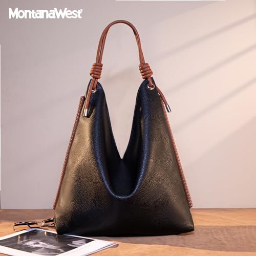 Montana West Black Leather Hobo Bag for Women
