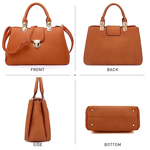 Dasein Women's Vegan Leather Satchel Tote Brown