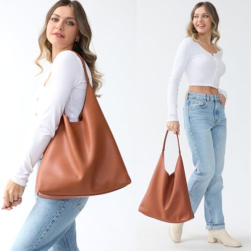 Soft Vegan Leather Slouchy Hobo Bag for Women