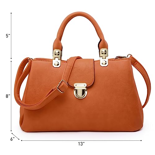 Dasein Women's Vegan Leather Satchel Tote Brown