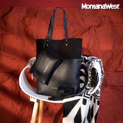 Montana West Women's Soft Black Tote Bag