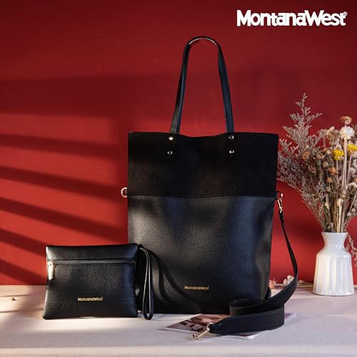 Montana West Women's Soft Black Tote Bag