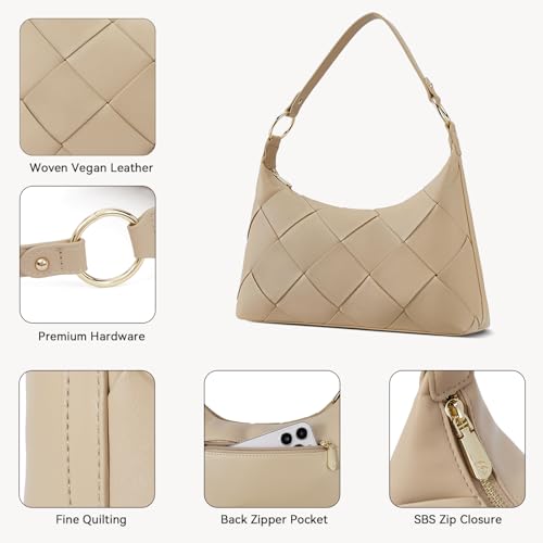 BOSTANTEN Khaki Vegan Leather Woven Hobo Bag