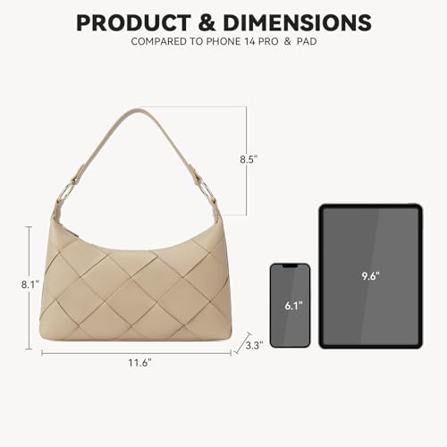 BOSTANTEN Khaki Vegan Leather Woven Hobo Bag