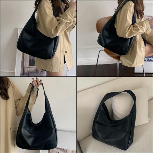 Large Vegan Leather Hobo Tote Bag for Women