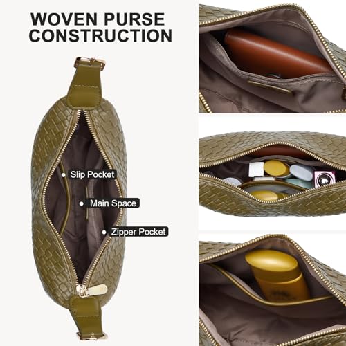 Olive Green Crescent Crossbody Hobo Shoulder Bag