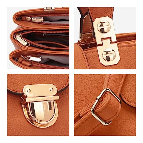 Dasein Women's Vegan Leather Satchel Tote Brown