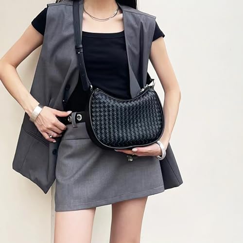Woven Leather Crossbody Bag for Women