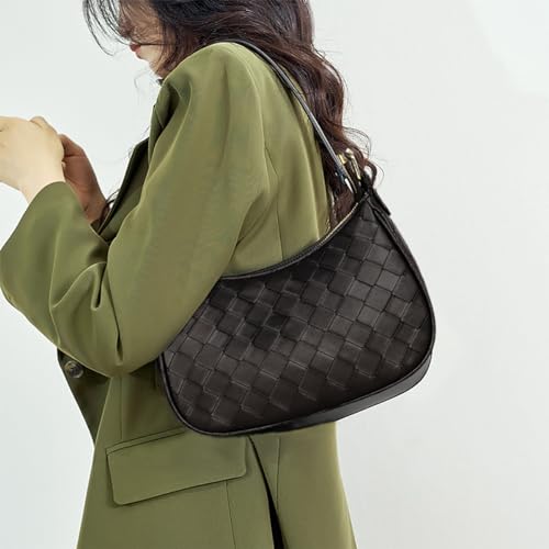 Black Crescent Hobo Shoulder Bag for Women
