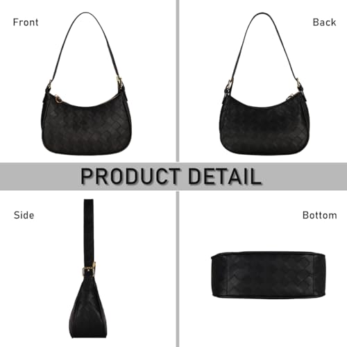 Black Crescent Hobo Shoulder Bag for Women