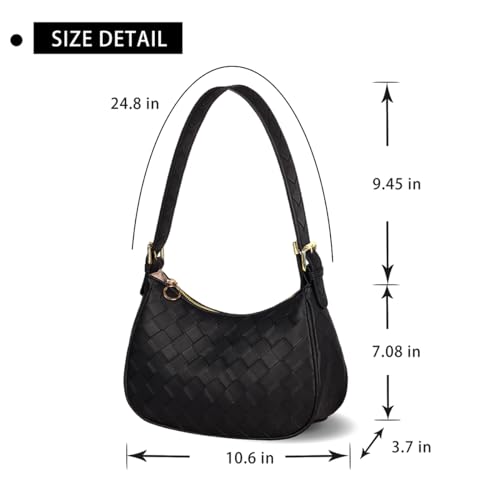 Black Crescent Hobo Shoulder Bag for Women