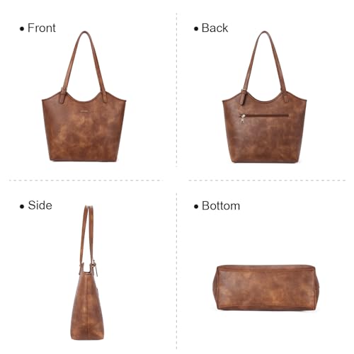 Stylish Vegan Leather Telena Tote Bag - Brown