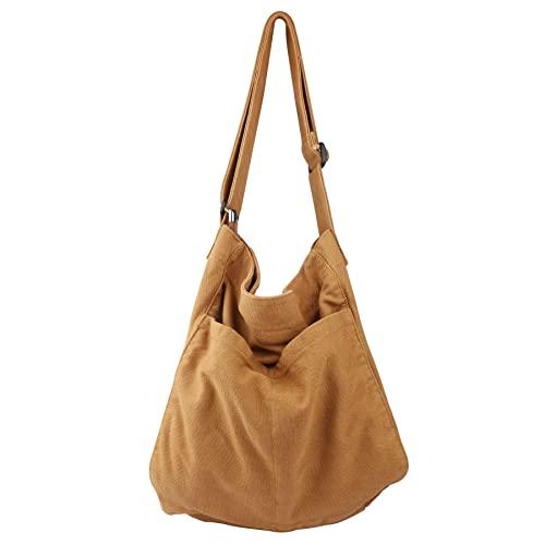 Multi-Pocket Canvas Hobo Crossbody Tote Bag