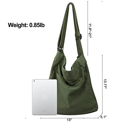 Multi-Pocket Canvas Hobo Crossbody Tote Bag