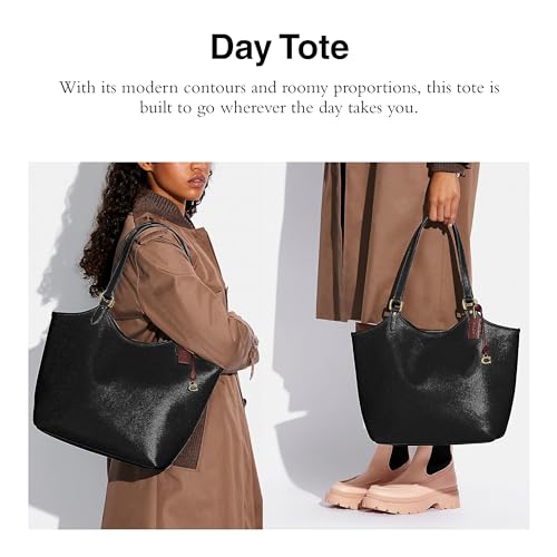 Black COACH Polished Pebble Leather Day Tote