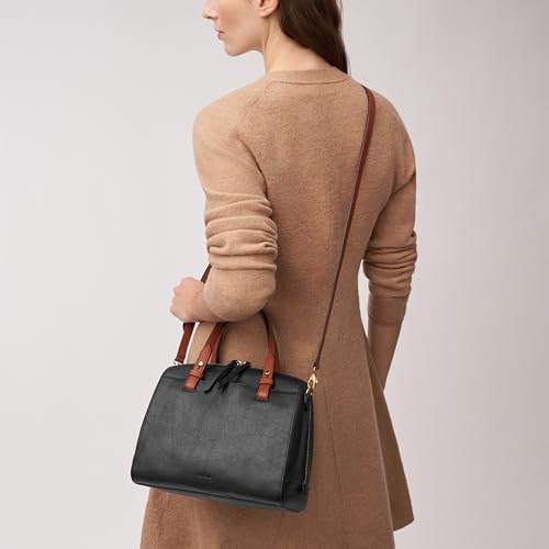 Fossil Black Leather Satchel Purse Handbag (Model: ZB7256001)