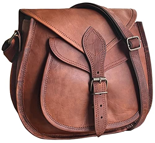 Small Brown Leather Vintage Crossbody Satchel Bag
