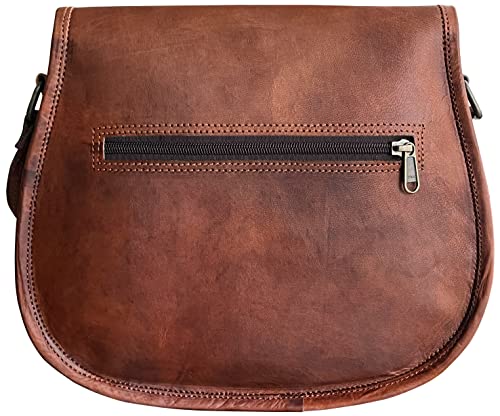 Small Brown Leather Vintage Crossbody Satchel Bag