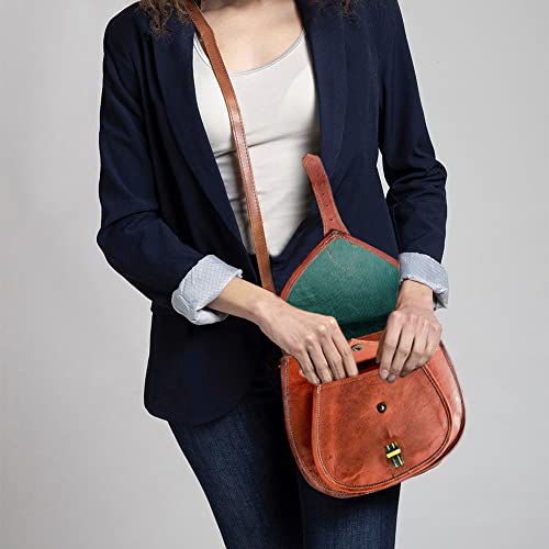 Small Brown Leather Vintage Crossbody Satchel Bag