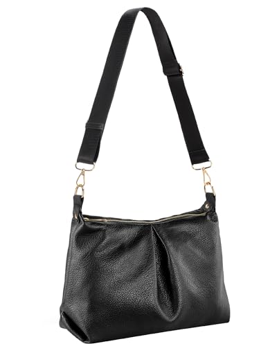 Trendy Black PU Leather Crossbody Bag for Women
