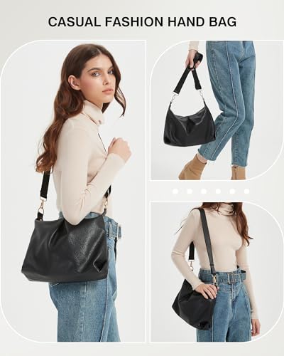 Trendy Black PU Leather Crossbody Bag for Women