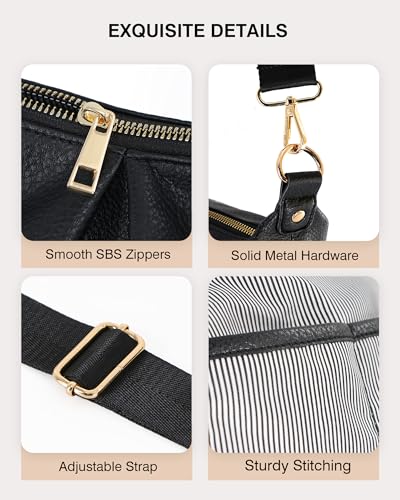 Trendy Black PU Leather Crossbody Bag for Women