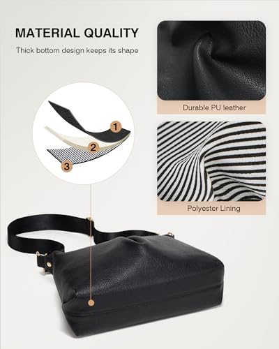 Trendy Black PU Leather Crossbody Bag for Women