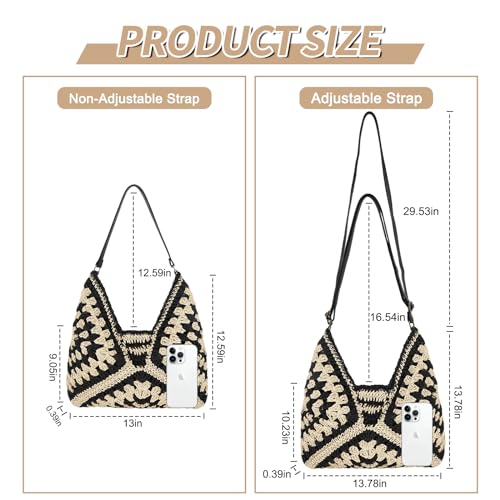 Woven Straw Hobo Beach Tote Bag for Women