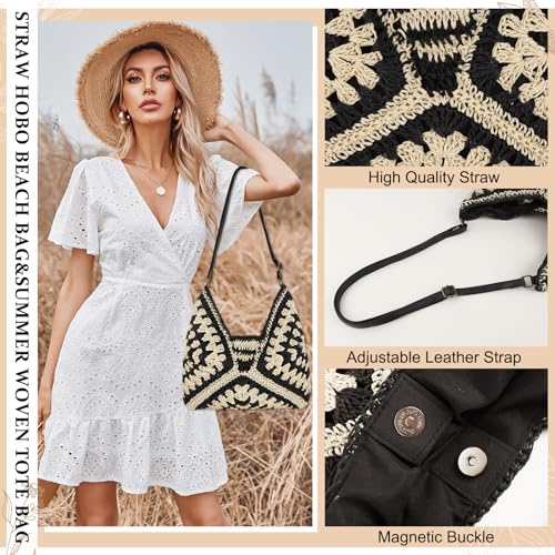 Woven Straw Hobo Beach Tote Bag for Women