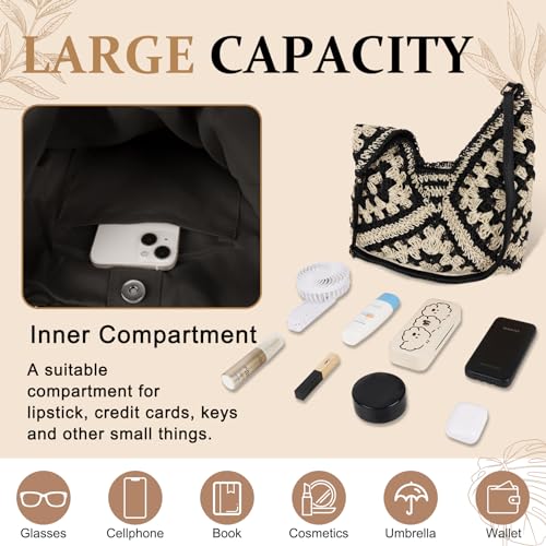 Woven Straw Hobo Beach Tote Bag for Women