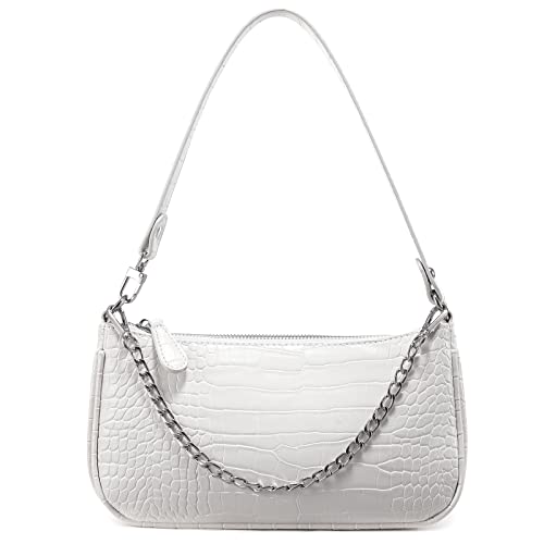 Retro Crocodile Pattern White Tote Bag for Women