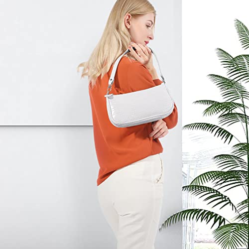 Retro Crocodile Pattern White Tote Bag for Women