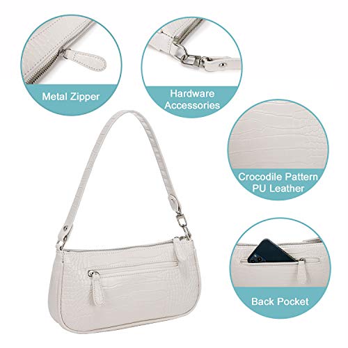 Retro Crocodile Pattern White Tote Bag for Women
