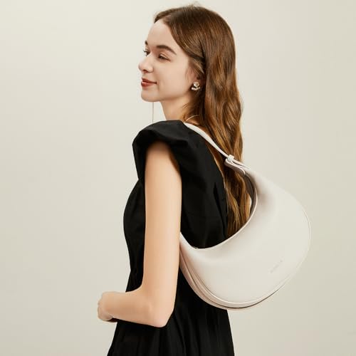 BOSTANTEN Beige Vegan Leather Crescent Shoulder Bag